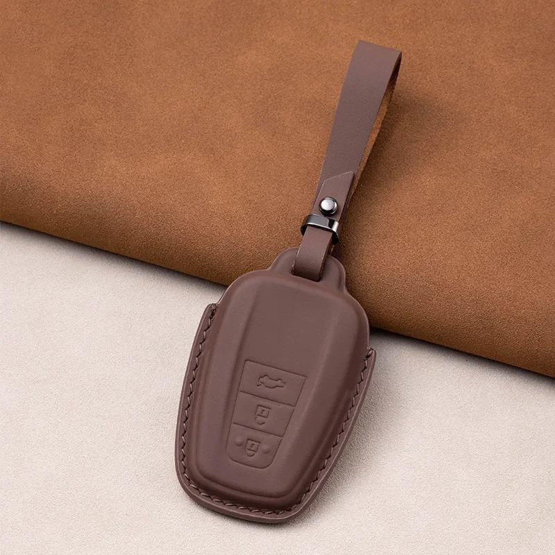 

Leather Car Key Cover For Toyota Crown Highlander New Camry RAV4 Carola Leling Prado Shell Case Workmanship Like Silk