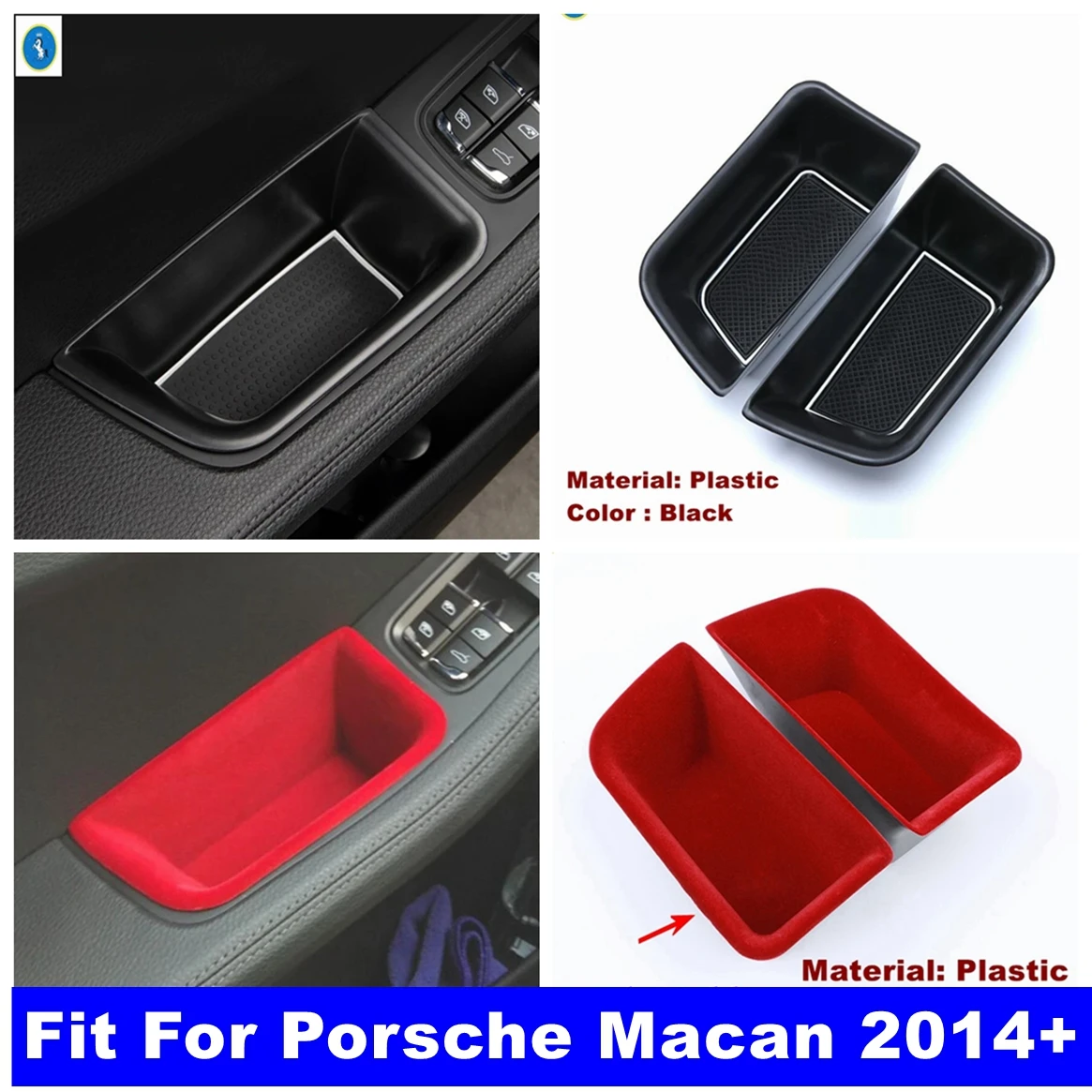 

For Porsche Macan 2014-2023 Car Organizer Door Handle Storage Box Front Rear Door Armrest Protector Key Phone Holder Accessories