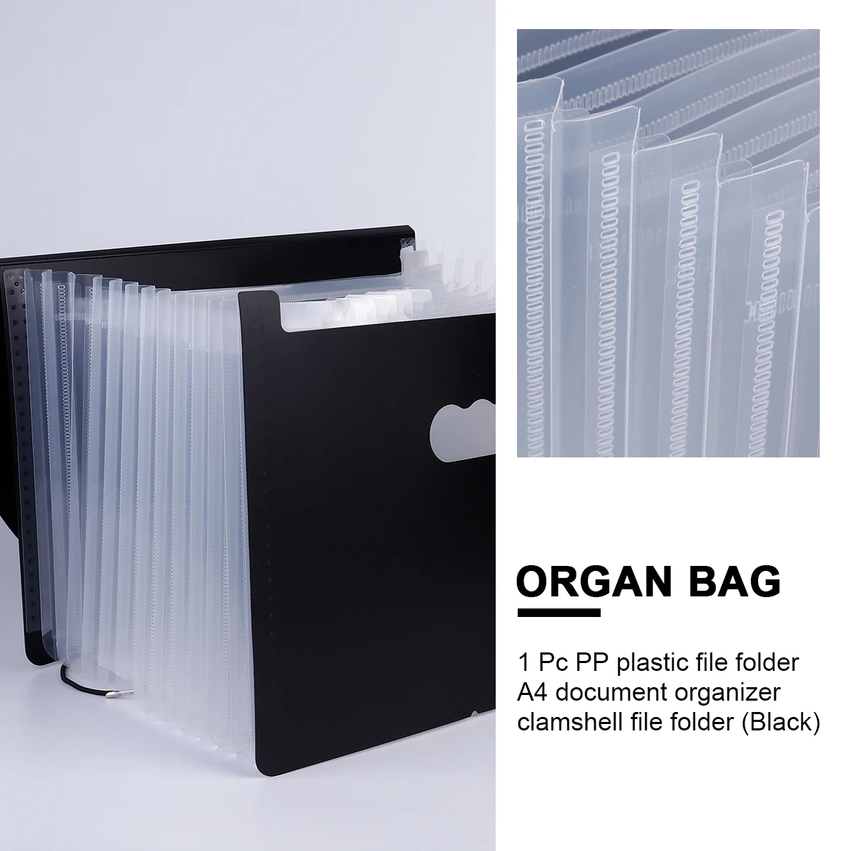 

1 pc Expandable File Folders Document Organizer Premium Plastic Frosted Texture Large Capacity Cover Vertical Accordion