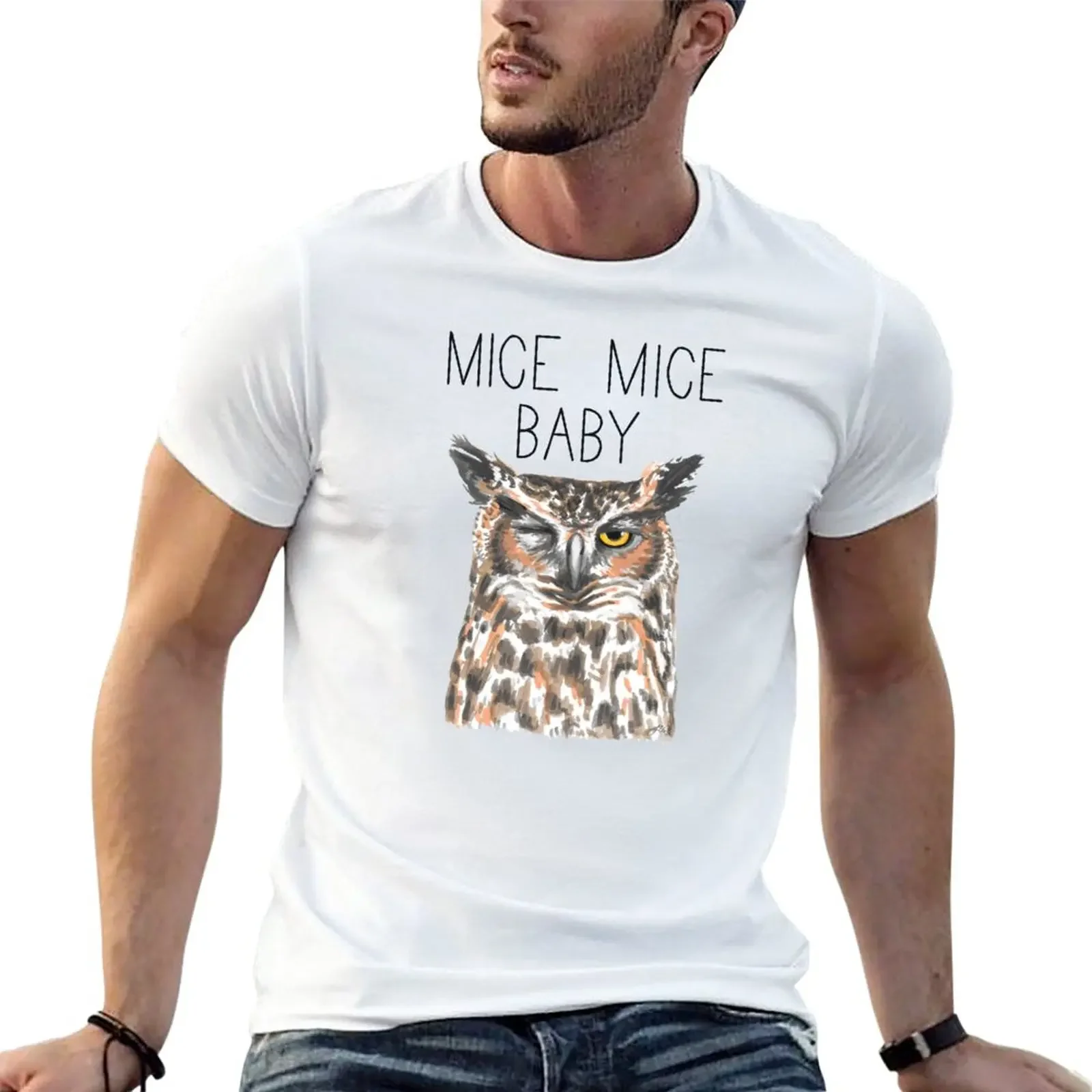 Mice Mice Baby (Great Horned Owl) T-Shirt new edition t shirt plus size tops Aesthetic clothing Men's t shirts