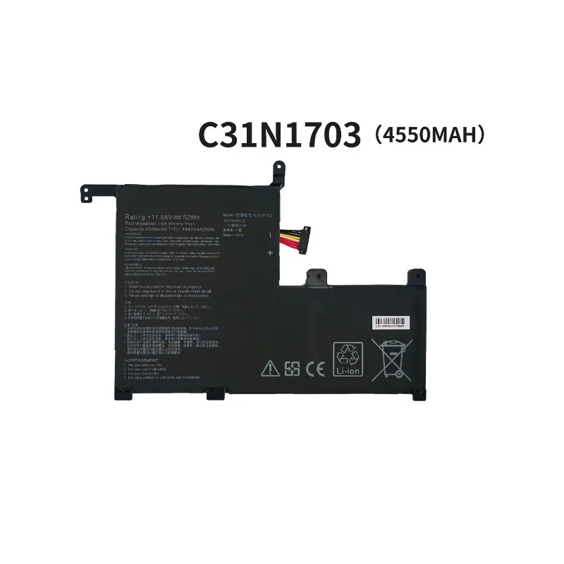 New 11.55V 4550mAh C31N1703 Laptop Battery For ASUS Zenbook Flip UX561U UX561UA UX561UN Q505UA Q525UA 52Wh 3ICP6/60/72