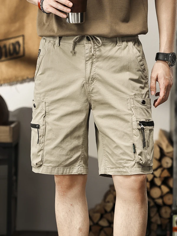 

Trendy Men's Workwear orts Pure Cotton Five-Quarter Casual Mid-Waist Loose Fit Breathable Youthful Sle Four-Seasons Pants