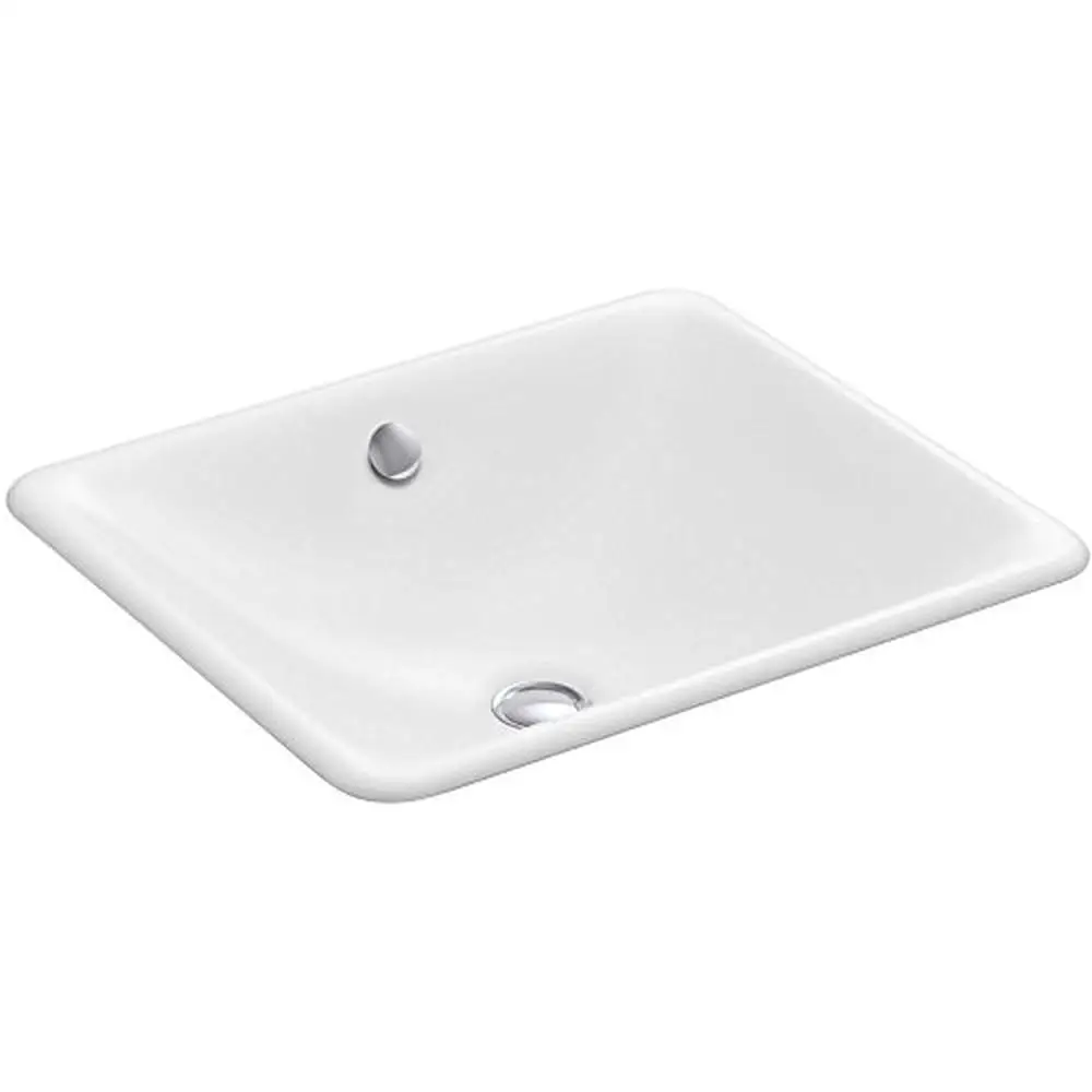 Iron Plains Rectangular Basin Dual-Mount Bathroom Sink Enameled Cast Iron White Overflow Drain Drop-In/Under-Mount Installation