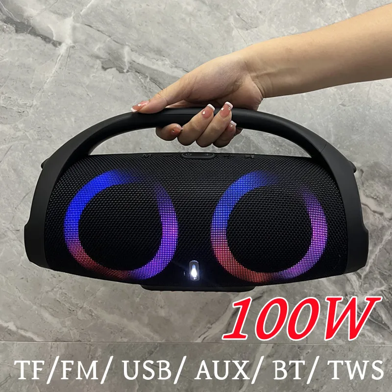 

100W High Power Bluetooth Speaker Portable RGB Colorful Light Waterproof Wireless Subwoofer 360 Stereo Surround TWS FM Boombox