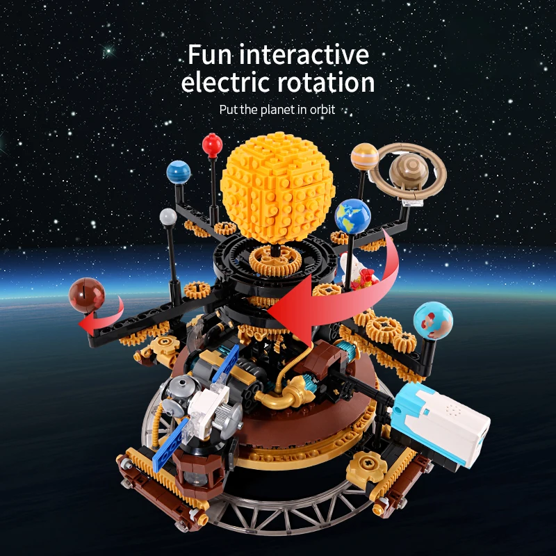 946 PCS 전기 태양계 지구 블록, 창의적인 홈 데코 모델 조립 장난감, 교육용 장난감, 생일 선물