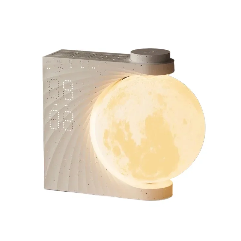 Digital atmosphere moon light three-level dimming dual alarm clock timer white noise natural sound wake up breath