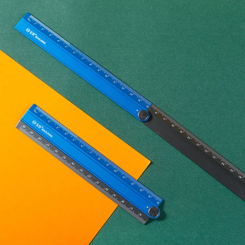 30cm/12-inch Anodized Aluminum Folding Ruler - Precision Scale Measuring Tool for Students & Professionals