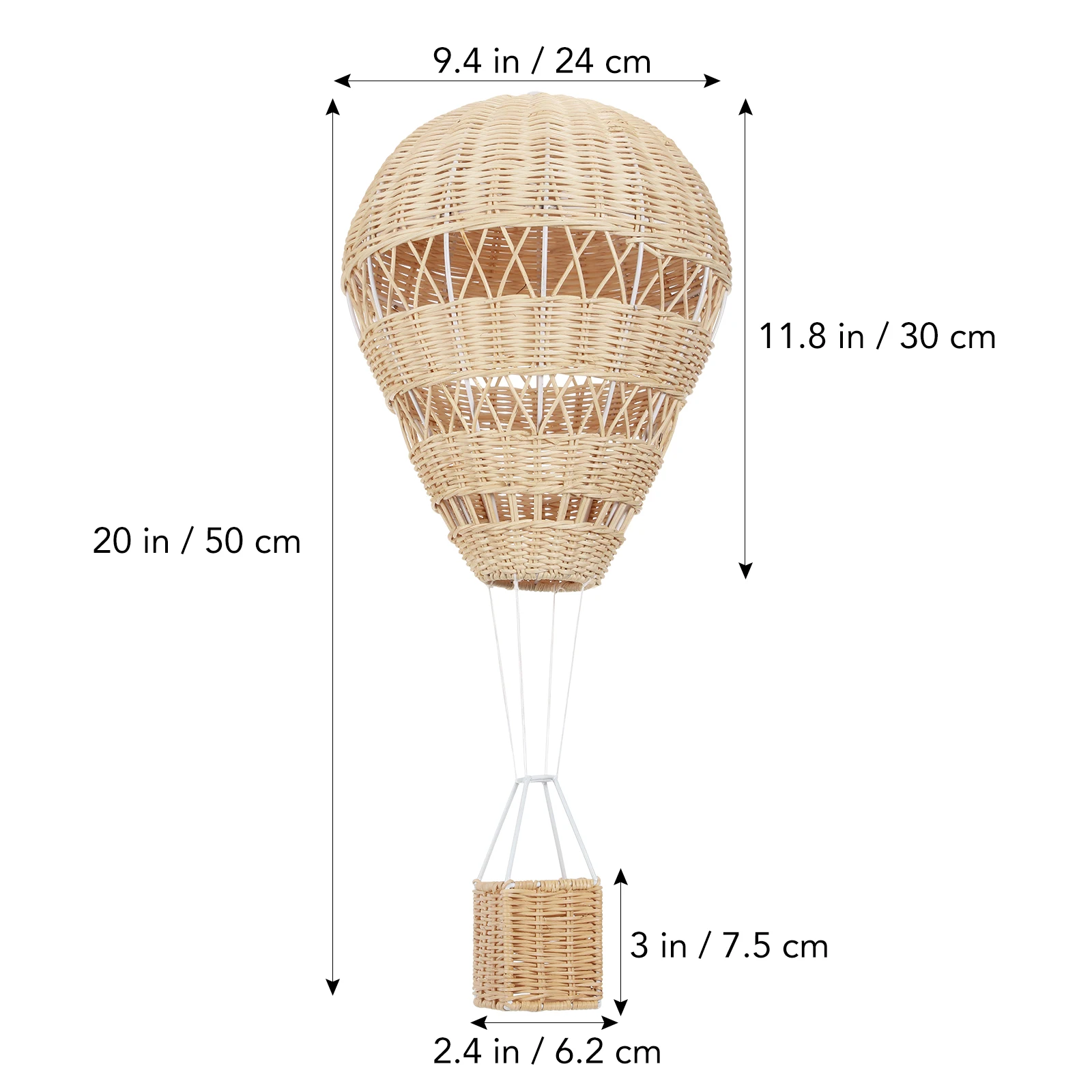 

Rattan Woven Hot Air Balloon naments Khaki Hanging Decor for Kids Nursery Home Wall Mounted Craft Long Term Durability Photo