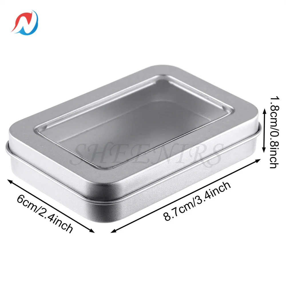 12/24/48pcs Metal Box Metal Tins With Lids Clear Top Tins Empty Storage Tins Rectangle Containers Can with Large Clear Window