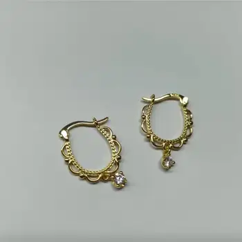 ANENJERY Stříbrné barevné jemné duté krajkové náušnice ve tvaru kruhu, roztomilé ušní šperky pro ženy, dárky pro párty, velkoobchodní prodej, S-E1157 12 nejlepší prodej krajka Swarovski - №3