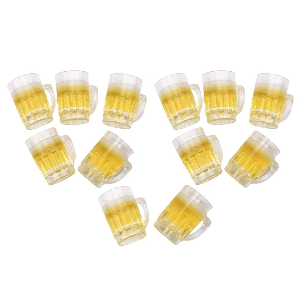 

12 Pcs Cup Simulation Beer Mug Mugs Miniature Cups Resin House Tiny Dollhouse