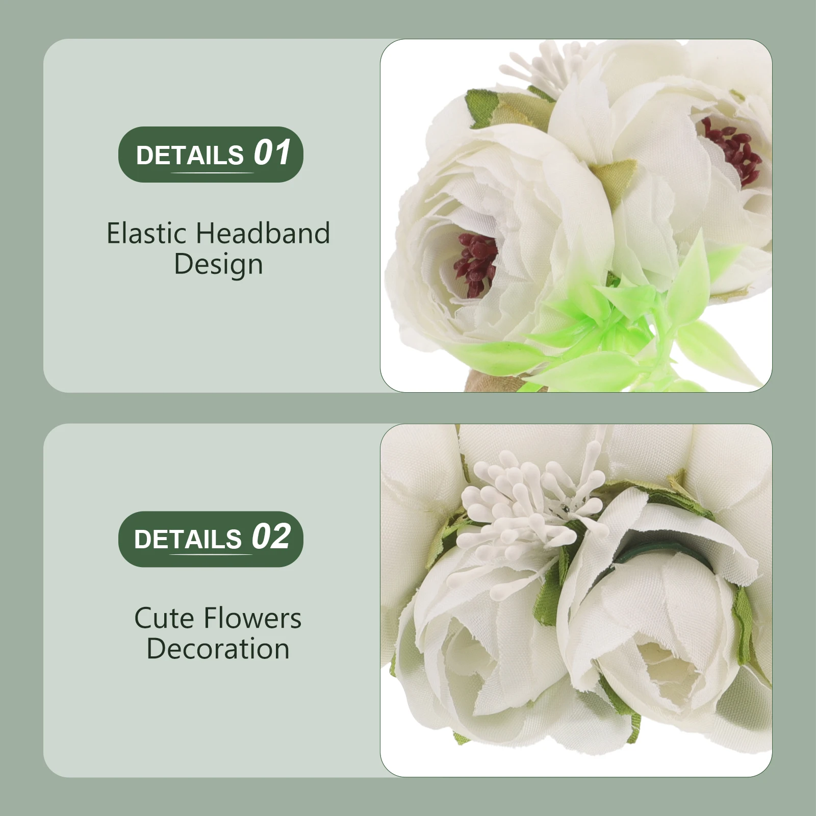 

Flower Headband Baby Floral Headbands Newborn Girls Elegant Toddler Cloth Creative Headdress Elastic Beige Comfortable Stretchy