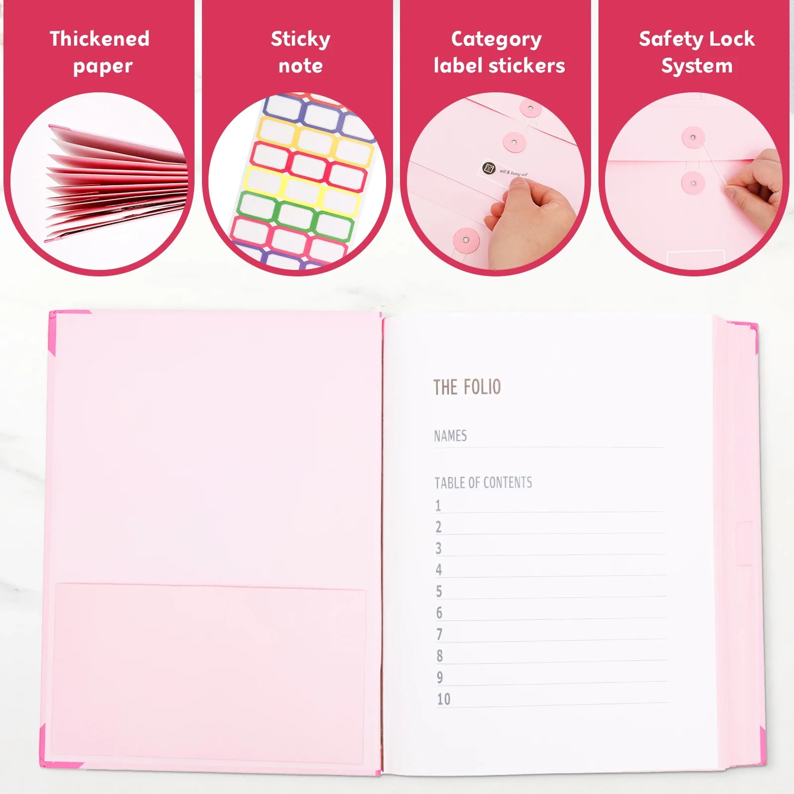 Document Organizer Paper File Folder with Label Portable Important Document Emergency Binder Document Storage Bag for Office