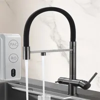 Filtered Kitchen Faucet Pure Water Pull-Down Spring Tap Dual Handle Drinking Water Mixer Deck Mounted