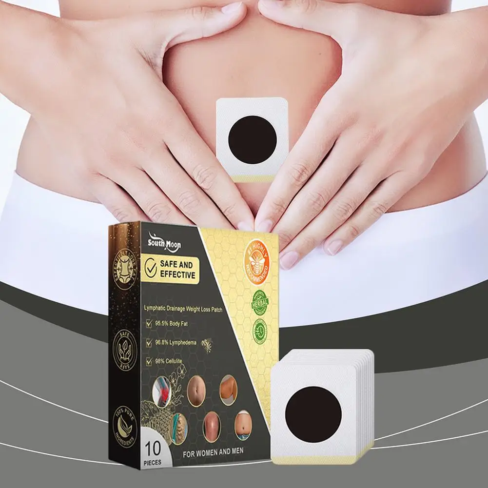 Belly Slimming Bee Patches, Promover a circulação, Perda de peso, Aliviar o estresse, Desintoxicação linfática, 10pcs por saco