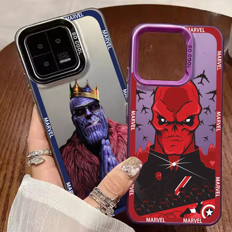 Marvel Red Skull Thanos For Xiaomi Mi 11 12T 13T Poco F4 F3 X3 X5 C51 C50 M3 M5S Pro Lite 5G Colorful Silver Funda Phone Case