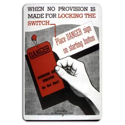 Danger: Secure Switch - Place Sign on Button-Aluminum-tin sign