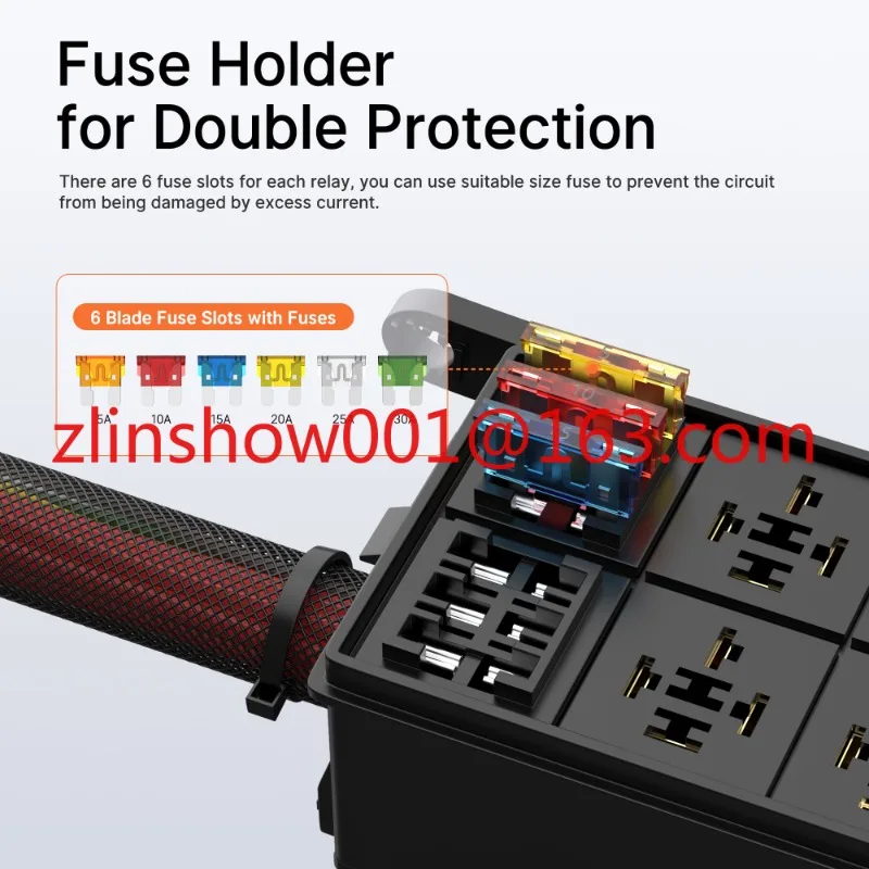 Presa relè a 4 pin Scatola relè fusibile precablato Presa relè a 6 vie con fusibili e coperchio per barca camion auto