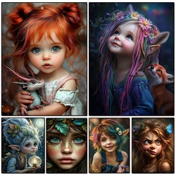 2025 Diamond Painting Jewelry Cross Stitch Cute Elf Girl Fox 5D Handwork Full Diamond Mosaic Embroidery Home Decoration Gifts
