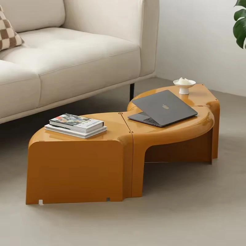 Modern retractable removable splicing combination plastic coffee table, suitable for small hotel and living room furniture