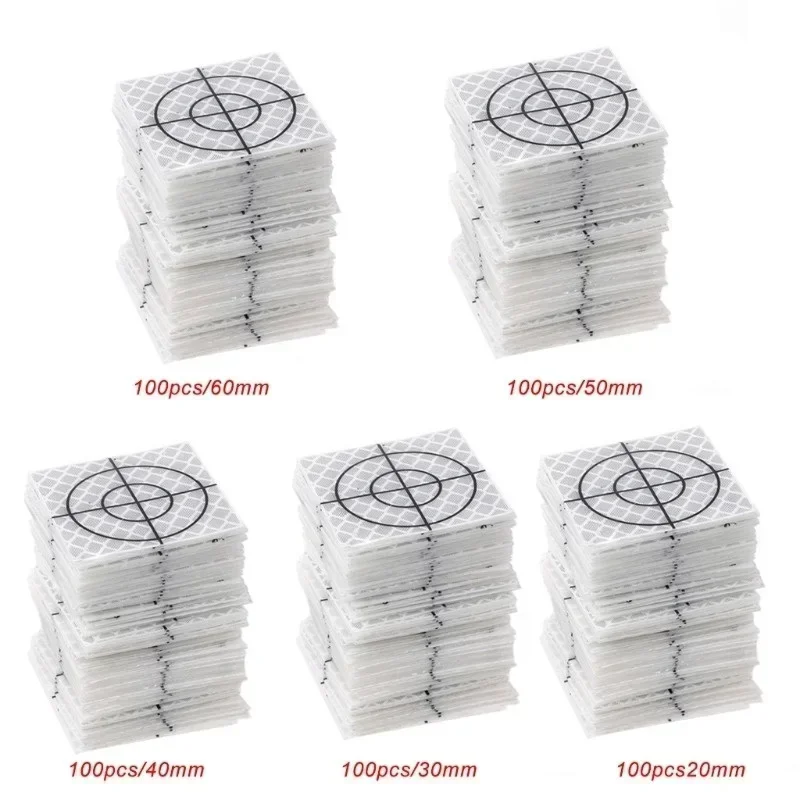 100pcs Size 20 30 40 50 60mm Reflector Sheet For Swiss Total Station Survey Geography White Target Sheet Reflective Sticker