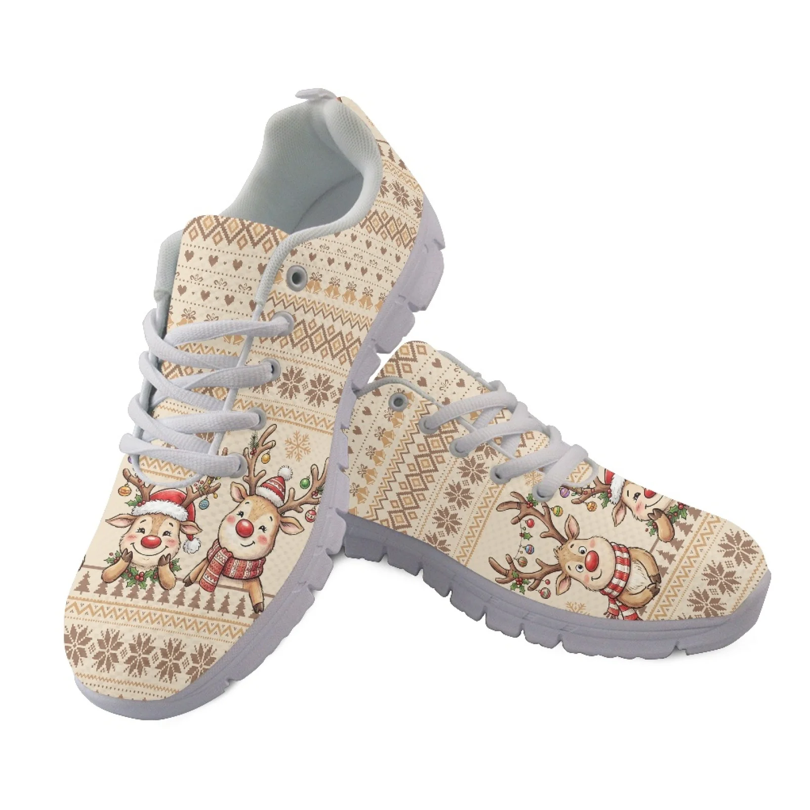Coloranimal Santa Claus Clover Mens Athletic Trainers Breathable Low Top Women Running Walking Shoes for Tennis
