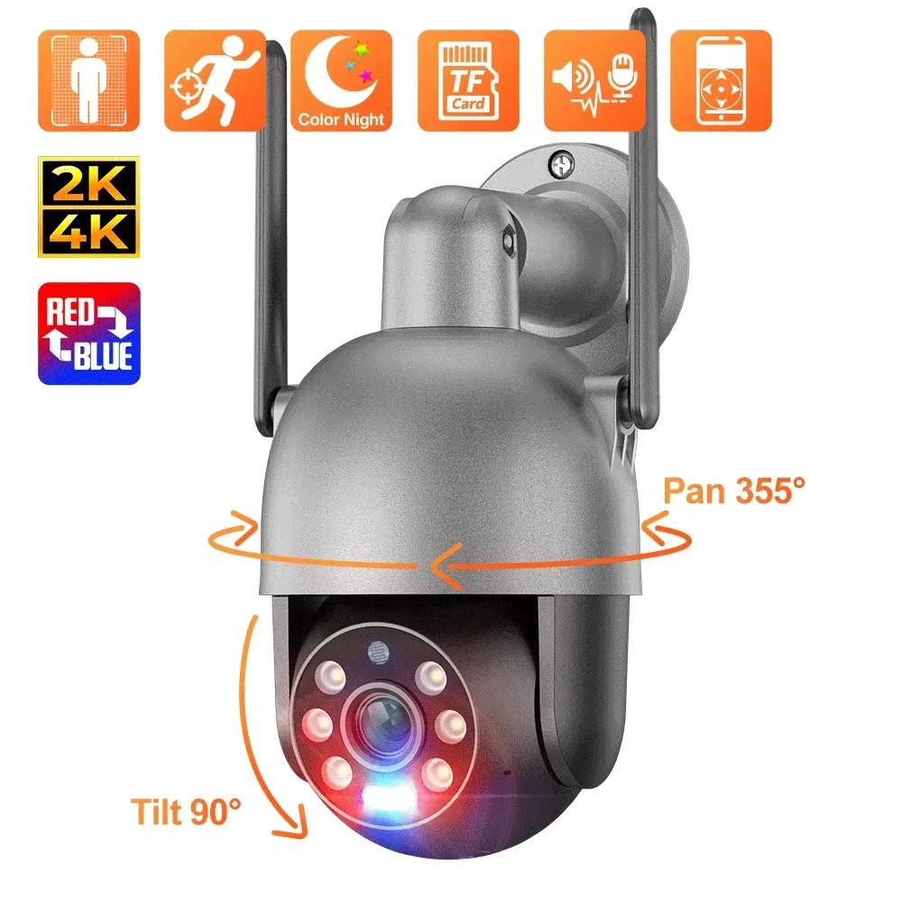 

Techage HD 4MP Wifi Surveillance Camera AI PTZ Human Detection Wireless IP Camera Color Night Vision Two Ways Audio CCTV System