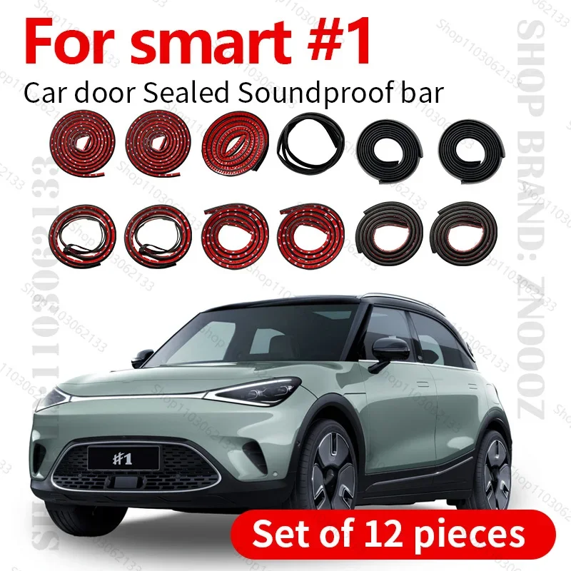 

For 2022-2025 smart #1 SEA-1 Car Door Seal Strip Rubber Double Layer Sealing Protector Soundproof Dustproof Seal Strip 12PCS Set