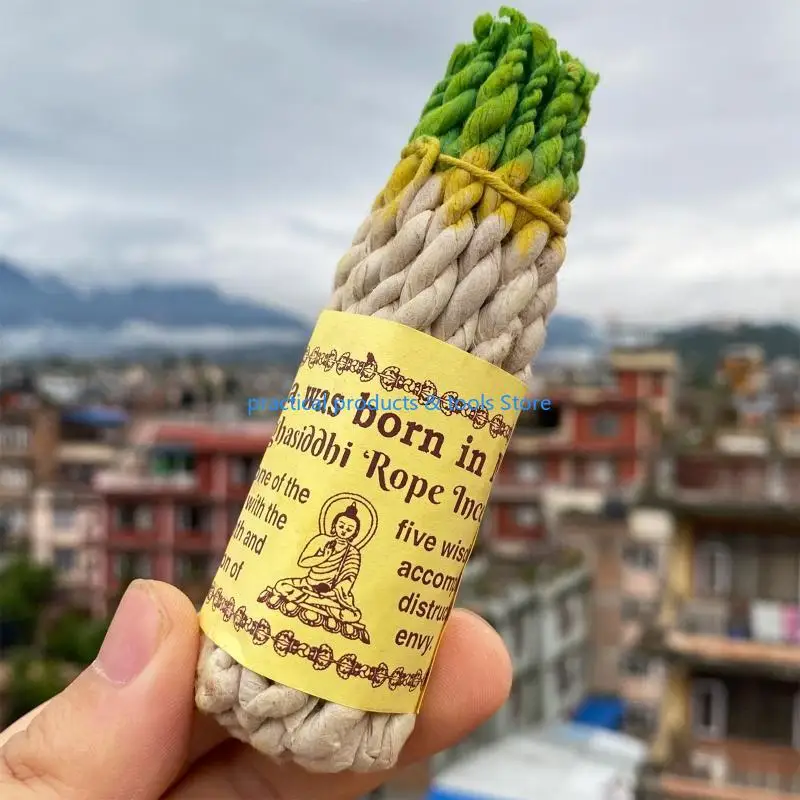 77JB Népal Corde à base plantes à main 25 faisceau blanc Bouddha Encens String pour maison chambre à coucher