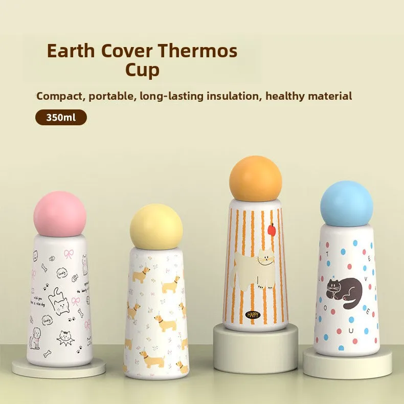 

2025 New Earth Cup Creative Cute Stainl Steel Insulated Water Bottle Women's Outdoor Sports Cup Cartoon Sle Japanese Pur...