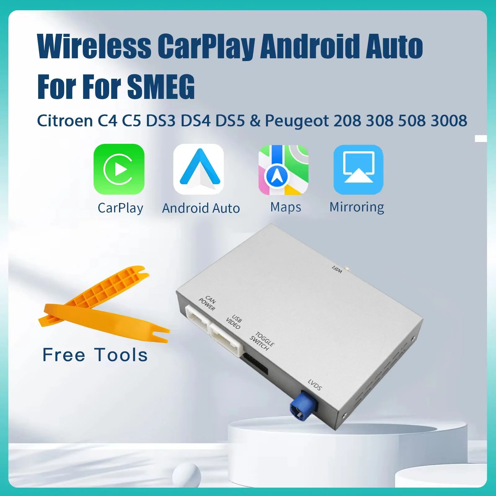 

AUTOABC Wireless Apple Carplay Android auto for Peugeot SMEG 208 308 508 3008 Citroën C4 DS3 DS4 DS5 Multimedia module Camera