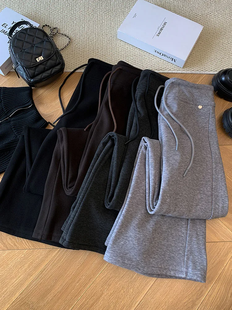 Trendy American High Waist Bell Bot Yoga Pants Women's Small Size Faionable Fce Dstring Sports Sweatpants