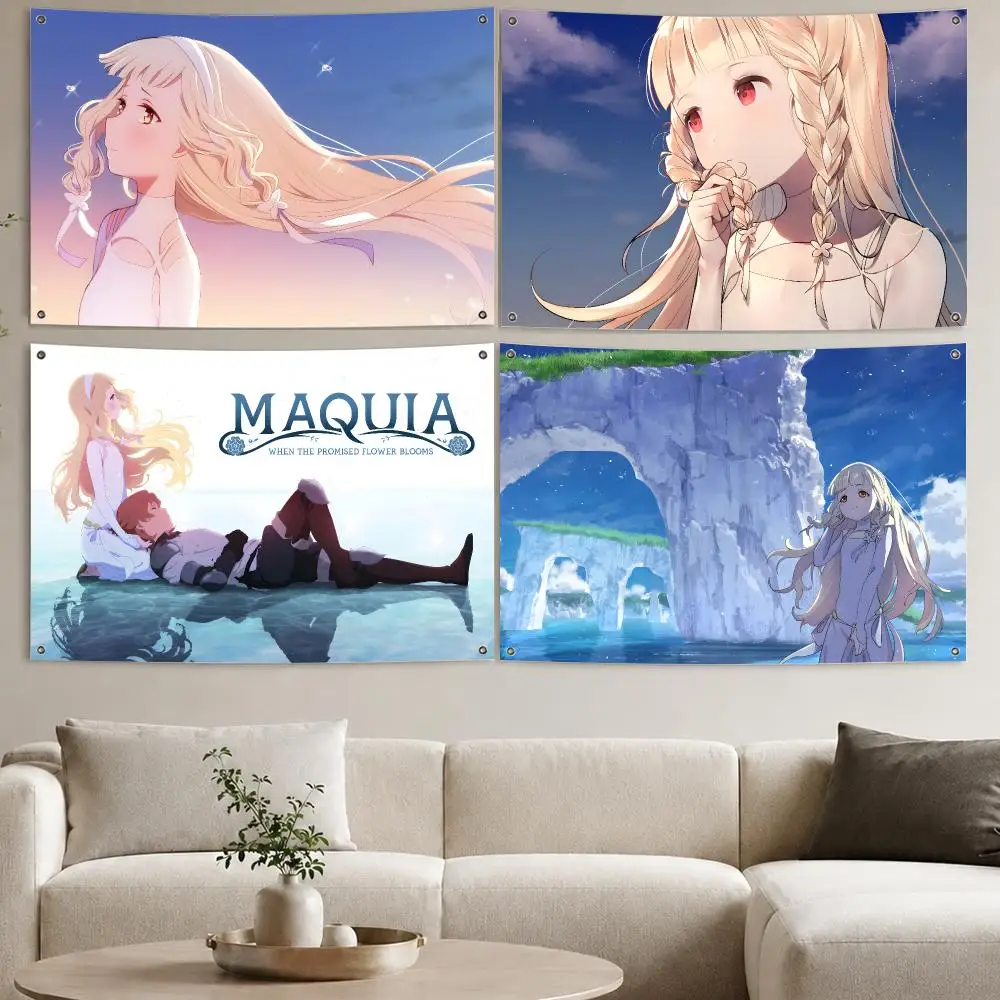 Maquia When the Promised Flower Blooms Flags Aesthetic Wall Tapestry Printed Wall Hanging Living Room Party Outdoor Decor