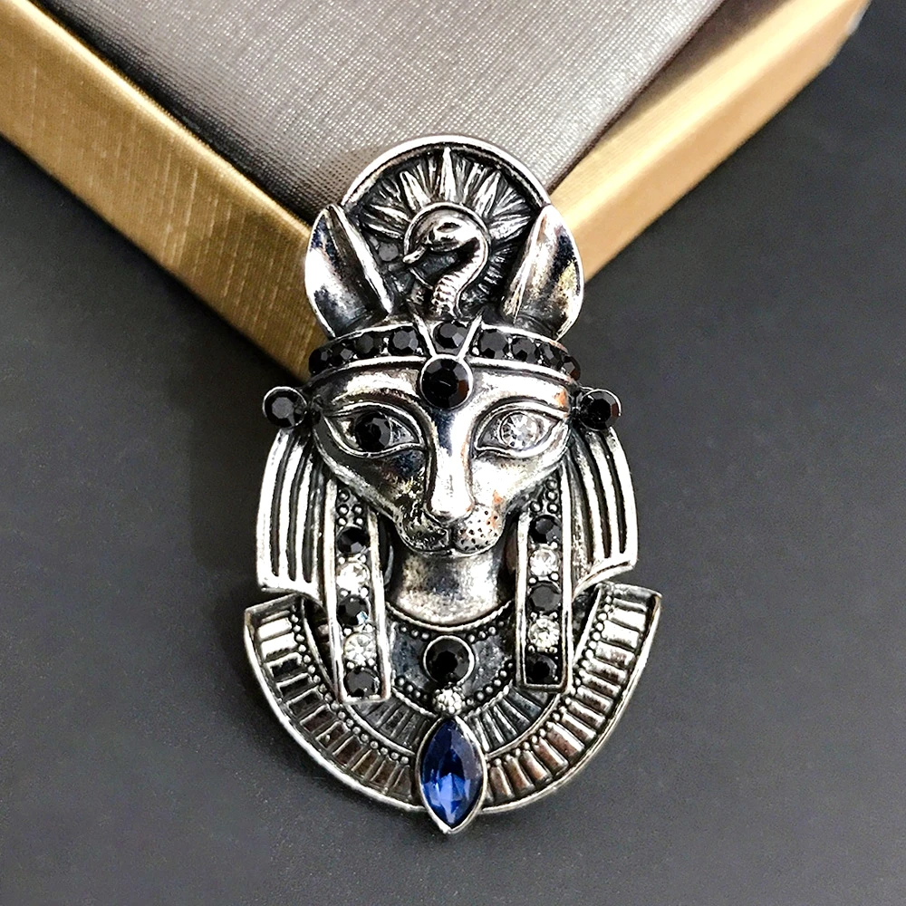 Metal Cool Cat Brooches Pins Eygytian Cat God Mythological Figure Animal Brooch For Women Men Fashion Jewelry Gifts