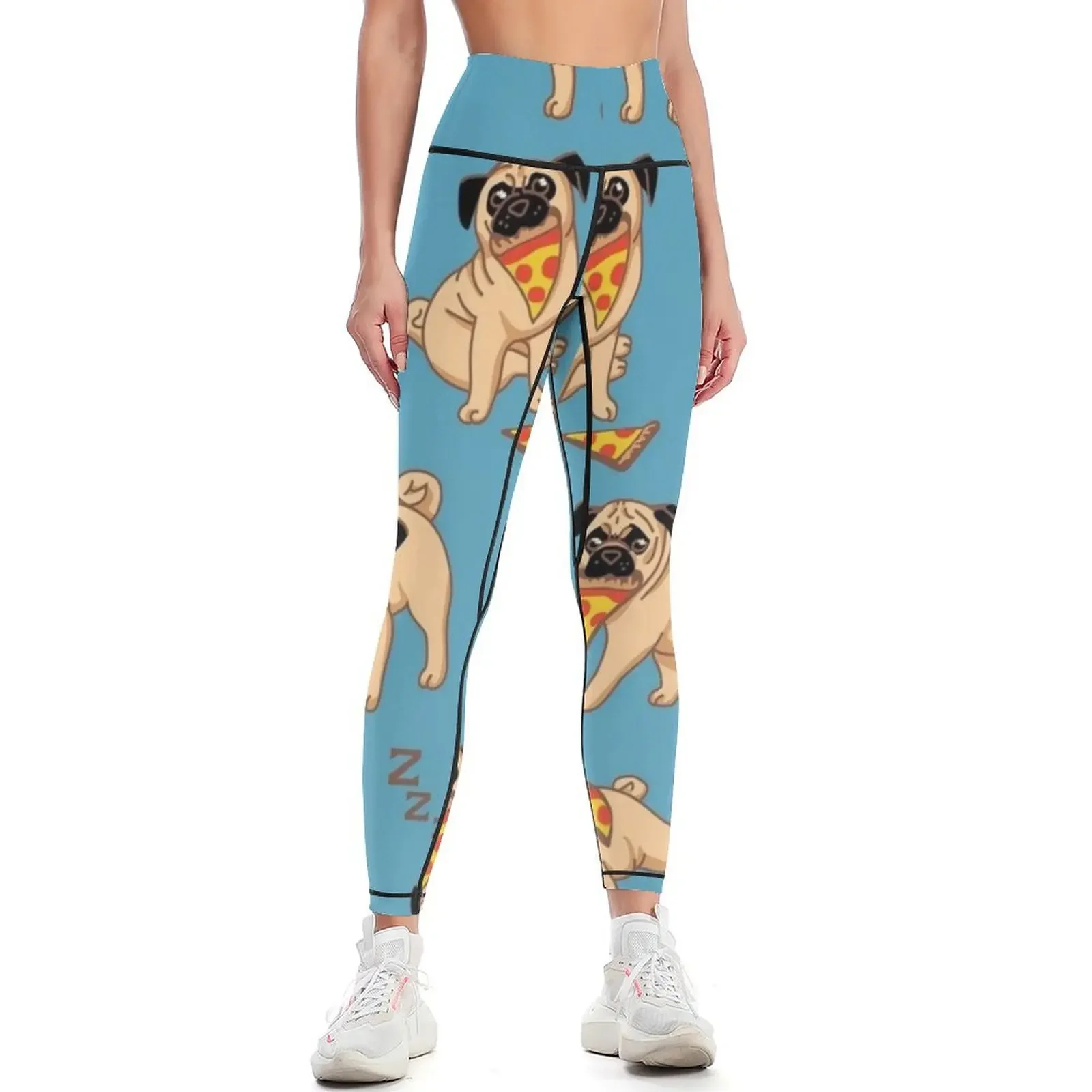

Dog pug with pizza Leggings sport legging Leginsy push up Legging sport for physical Womens Leggings