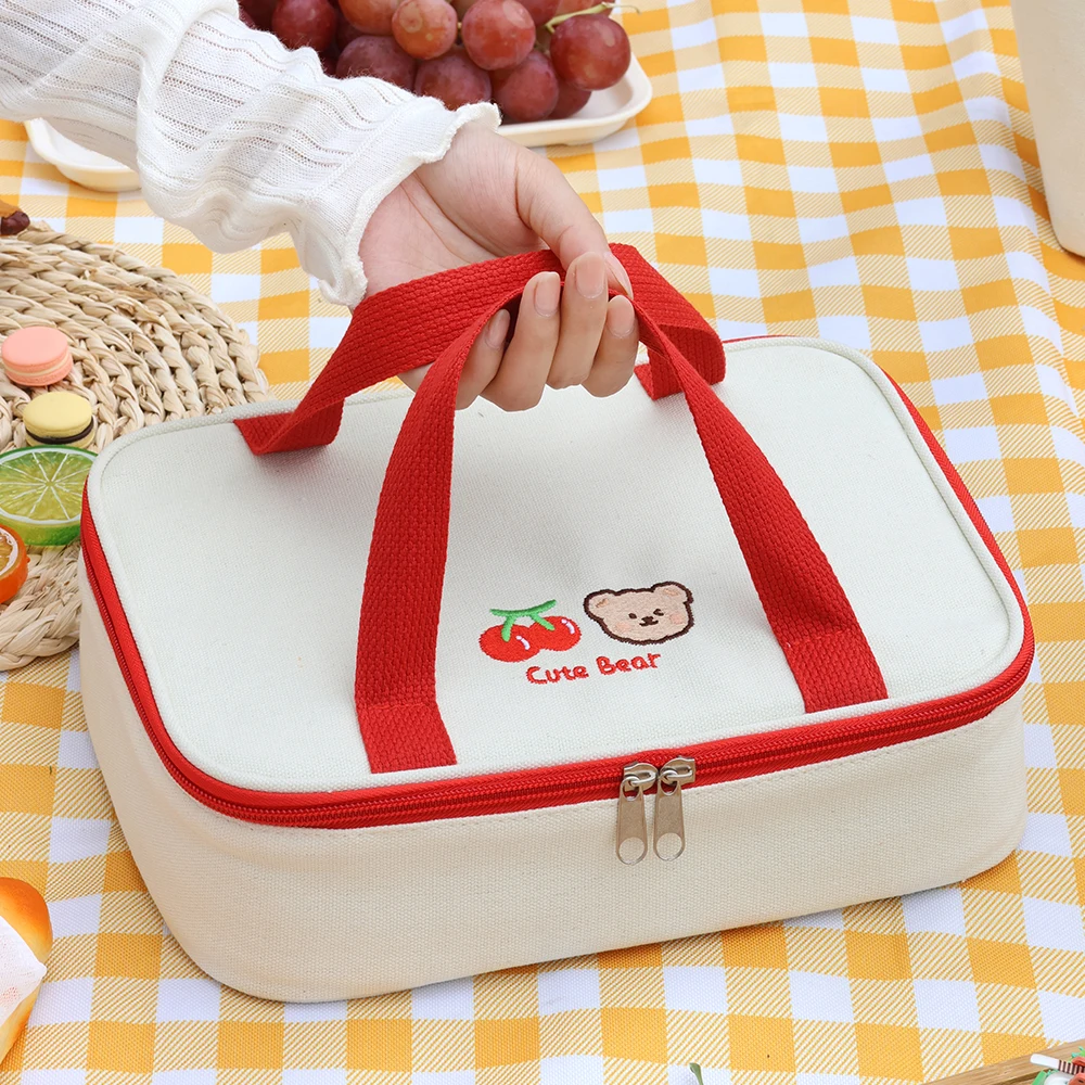 Large Capacity Worker Student Bento Bag Cartoon Lunch Box Bag Aluminum Foil Thickened Insulated Food Box Portable Thermal Bag