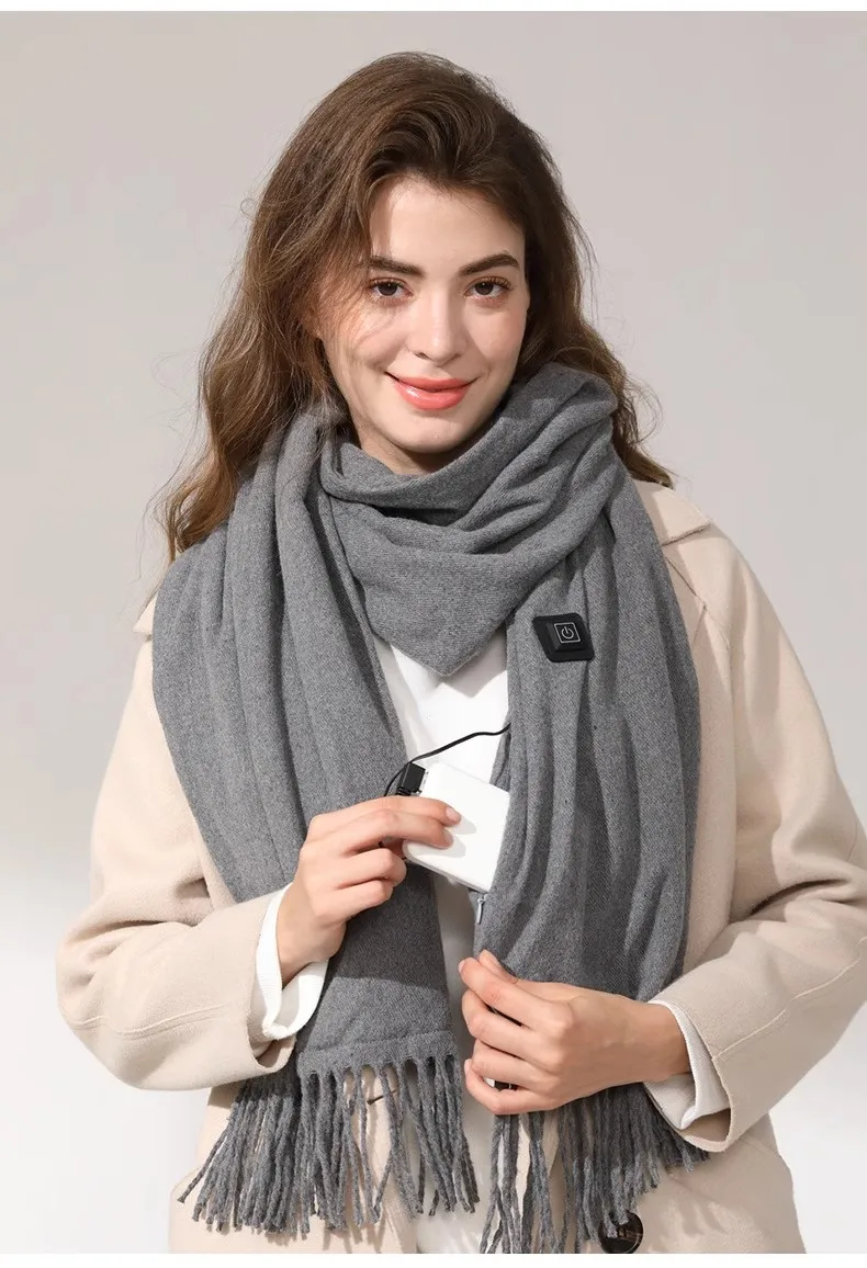 New Heating Solid Color Intelligent Electric Scarf for Women, Imitation Cashmere Heatin