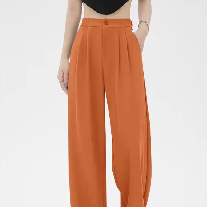 

Свободные широкие брюки-костюмки для женщин в корейском и японском стиле, осенние, из тонкой шерстяной ткани, стандартного кроя