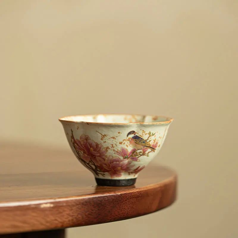 Hand Painted Blue White Flint Red Stem Cup Master Underglaze Chinese Porcelain Tasting Kung Fu Tea Ceremony Home Office Chinese