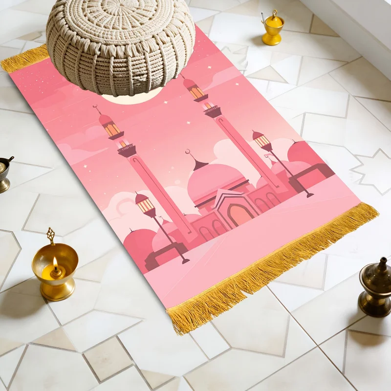 VIKAMAPortable Islamic prayer mat suitable for pilgrimages, foldable design, ideal for home use, Muslim prayer