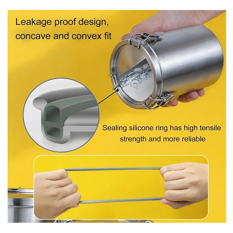 Vasilhas de café herméticas de aço inoxidável com tampas, recipientes de armazenamento de alimentos de cozinha, tanque de açúcar de chá, frascos selados, latas de vedação