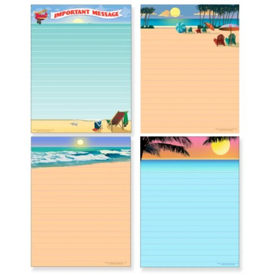 

Beach Notepad Pack - 4 Assorted Beach Notepads - USA Made