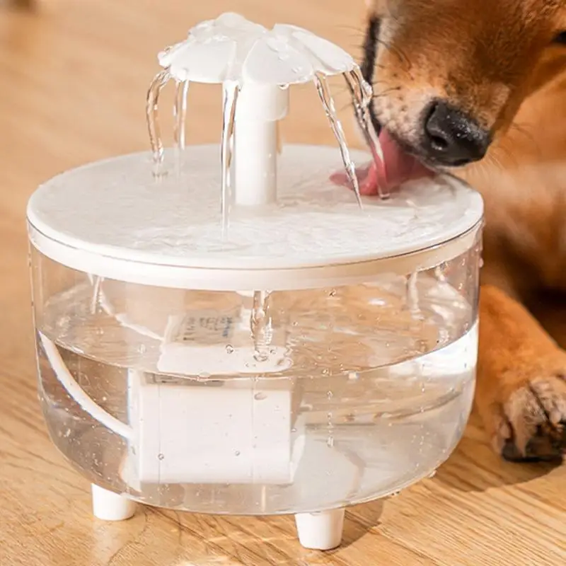 Pet Drinking Fountain 33.8 Oz Dog Drinking Dispenser Flower Design Ultra Quiet Automatic Food-safe Easy To Clean Kitten Drinking