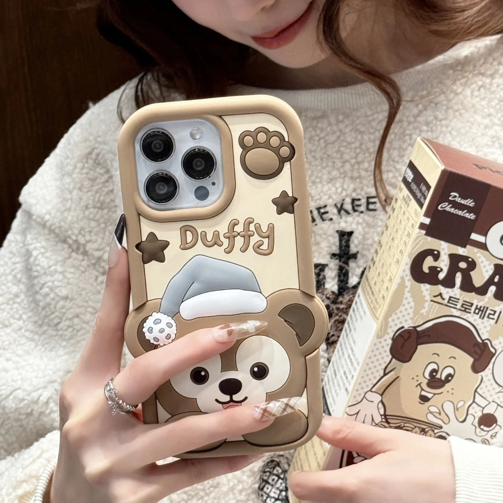 

1/4 шт. Duffy Bear iPhone 17/16 силиконовый чехол Apple 3D противоударный чехол для телефона