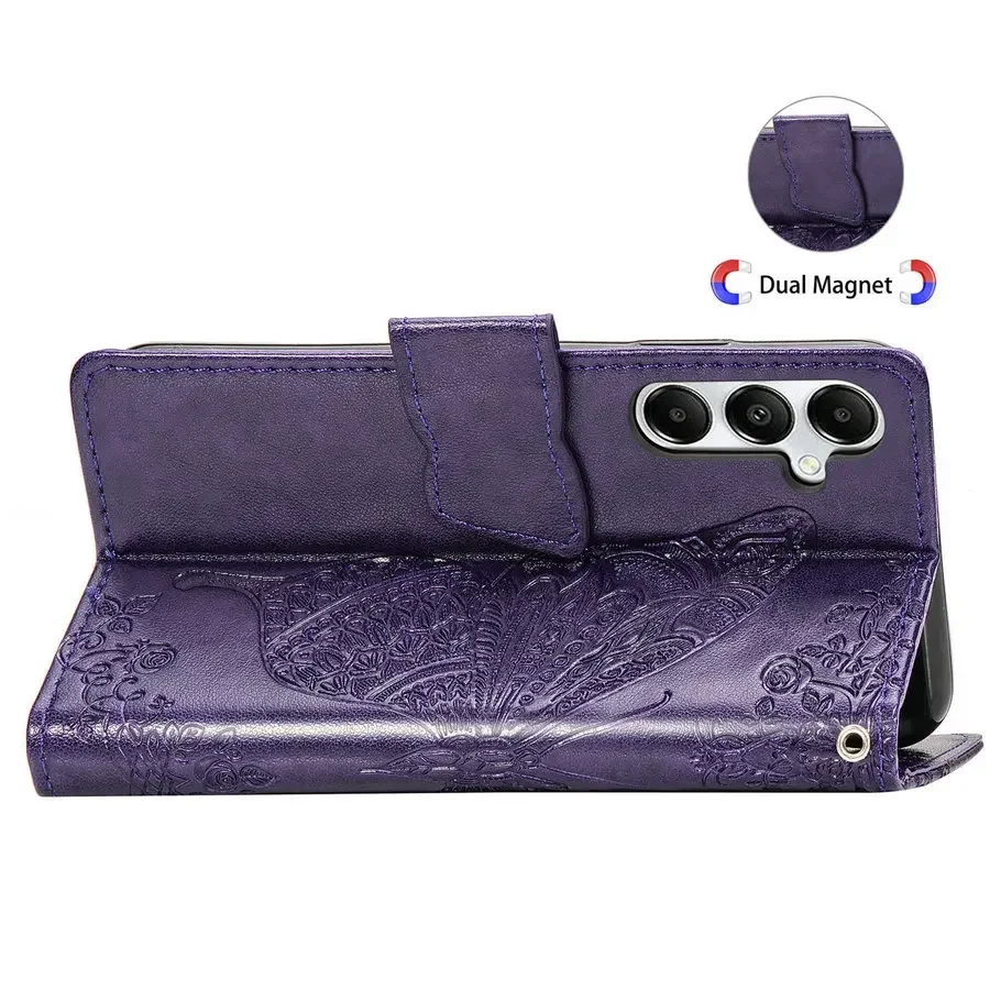 A56 A 55 35 26 5G حافظة فليب محفظة على شكل فراشة كتاب كوكه لسامسونج غالاكسي A55 A35 A25 15 A26 A36 56 غطاء هاتف جلدي A16 A17