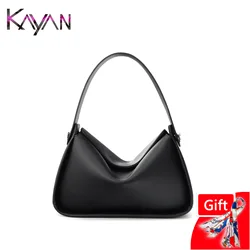 2023 Summer Real Leather Women Handbag Cowhide Solid Color Ladies Shoulder Crossbody Bag Casual Female Bag Flap Underarm Bag