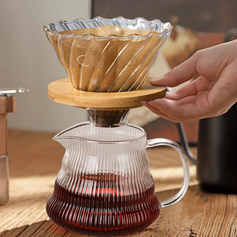 600ml Coffee Filter Cup Hand Brew Coffee Pot Set Reusable Filter Coffee Machine Funnel Dripper Cake Filter Cup Teapot