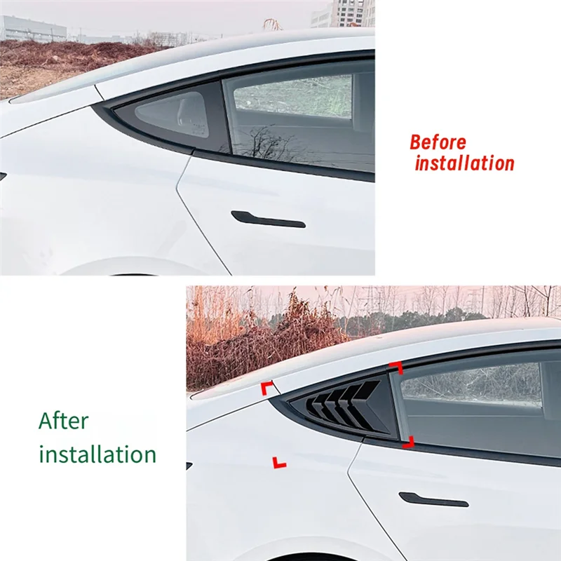 

For Tesla Model 3 Highland 2024+ Rear Side Window Louvers Air Vent Scoop Shades Cover Blinds Spoiler