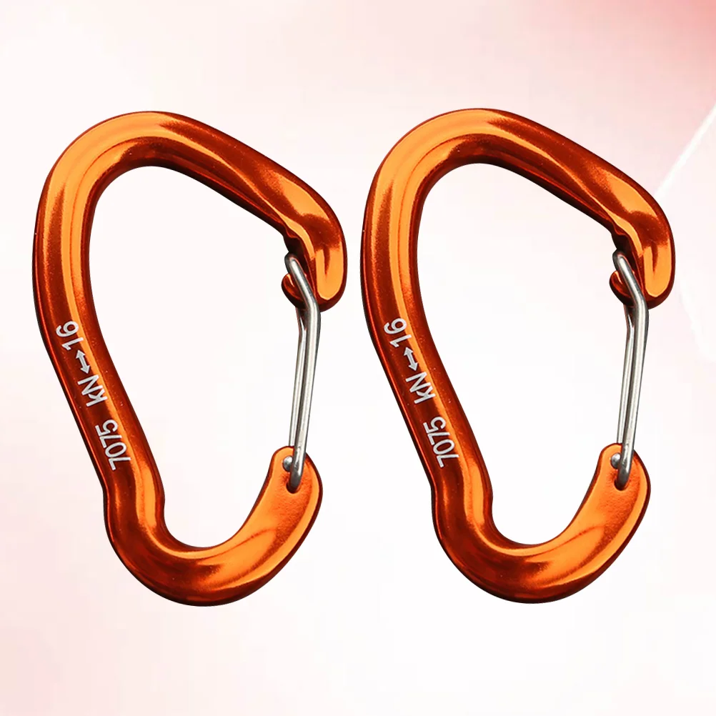 2 ชิ้น D รูป Carabiners Heavy Duty Buckle มัลติฟังก์ชั่ Carabiners ตะขอปีนเขาอุปกรณ์เสริมสําหรับ Camping Hiking (สีส้ม)