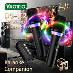 DS-K2 Karaoke Companion Bluetooth 5.3 Wireless Moving-Coil Microphones RGB Colorful Light KTV DSP Mixer System For Wired Speaker
